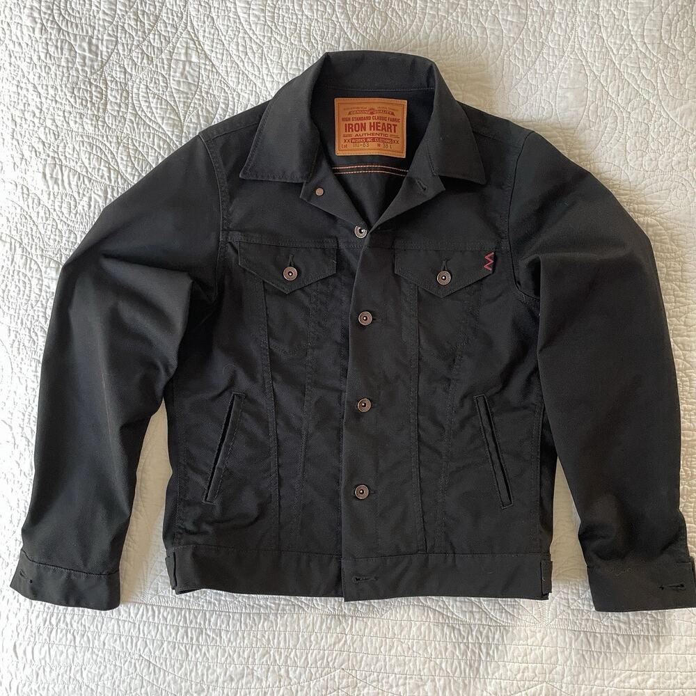 Iron Heart IHJ-83 Black Polyester Kersey Modified Type III Trucker Jacket Size 3